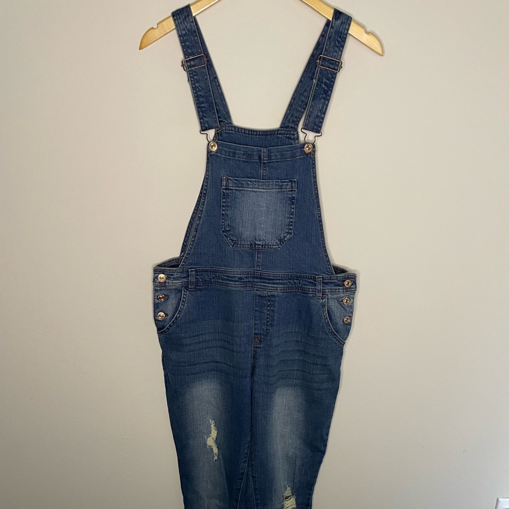 Distressed overalls